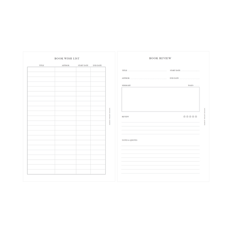 Reading Journal || A5/B6 Printed Insert