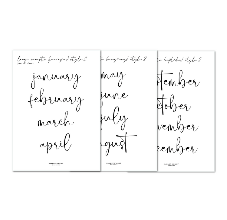 Large Month Script (Style 2) || 2024 Collection