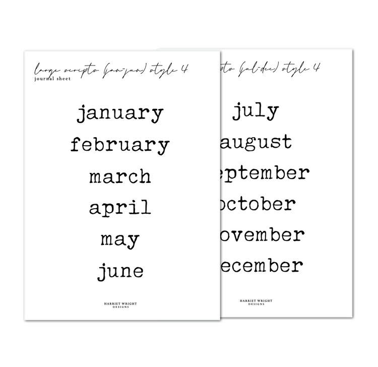 Large Month Script (Style 4) || 2024 Collection