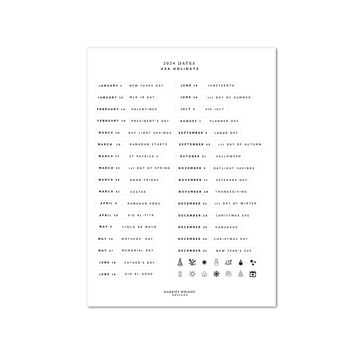 2024 Dates: USA Holidays || 2024 Collection