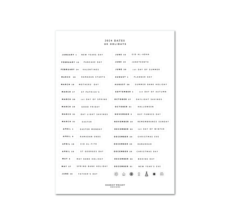 2024 Dates: UK Holidays || 2024 Collection