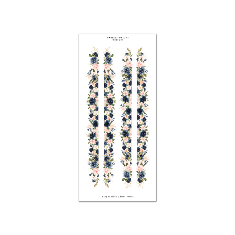 Navy & Blush | Floral Cut Washi