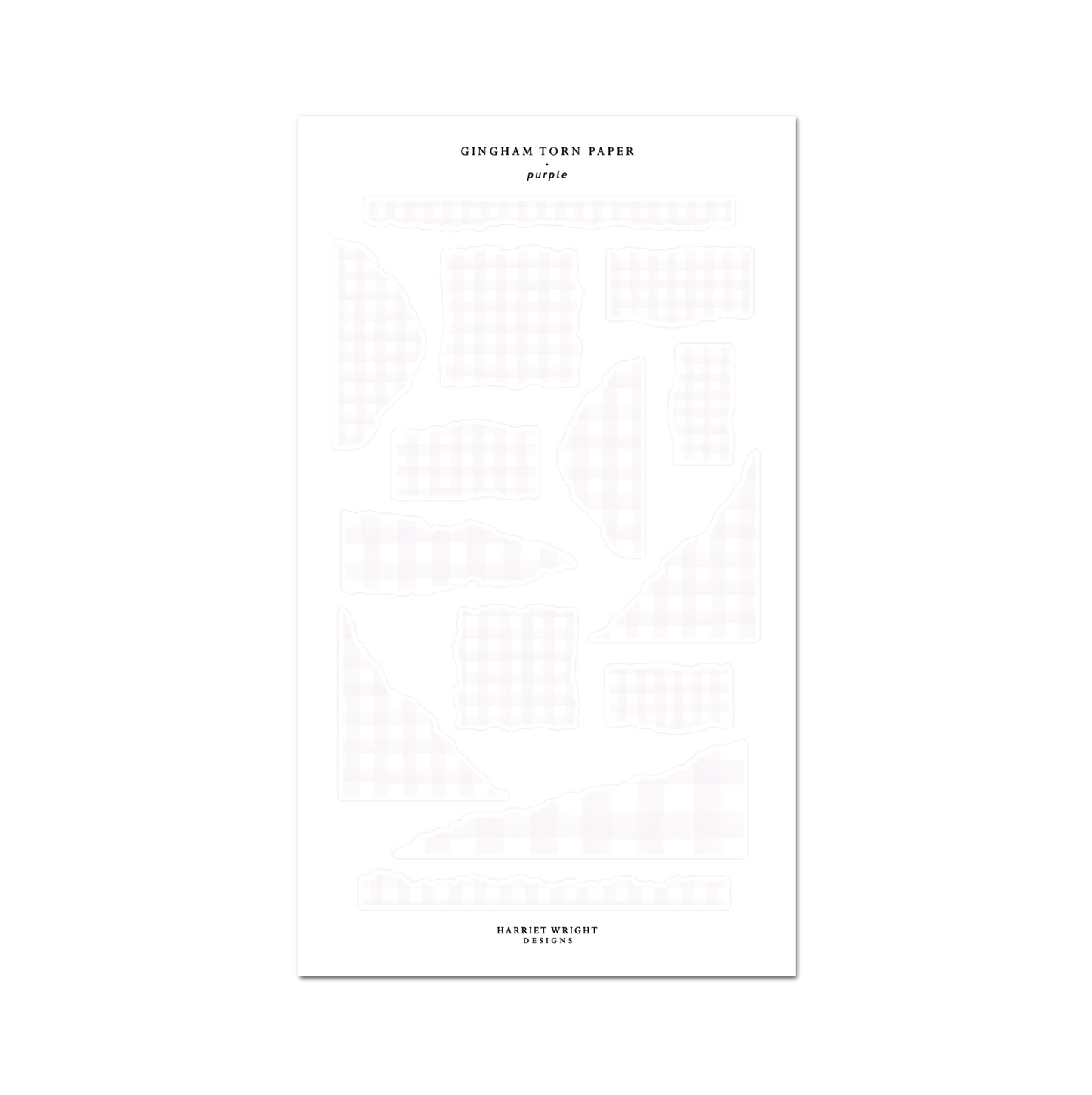 Gingham Torn Paper: Purple || Deco Sheet
