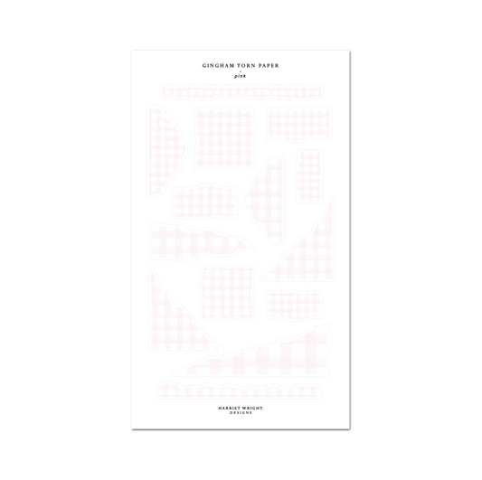 Gingham Torn Paper: Pink || Deco Sheet