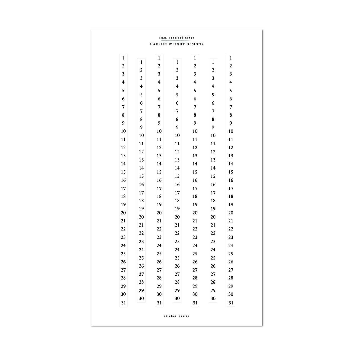 5mm Vertical Dates | Sticker Basics
