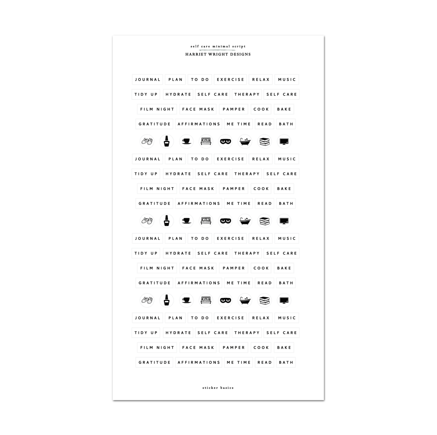 Self Care Minimal Script | Sticker Basics