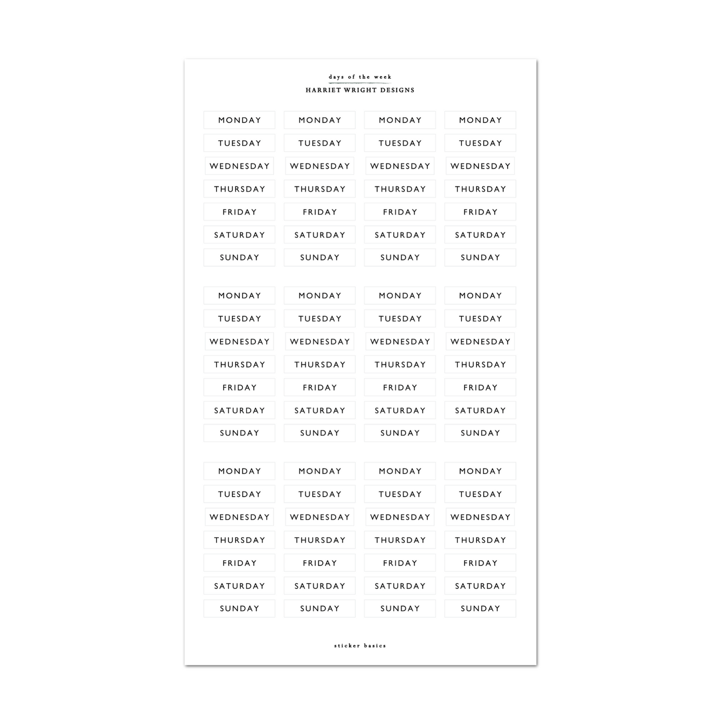 Days of the Week | Sticker Basics