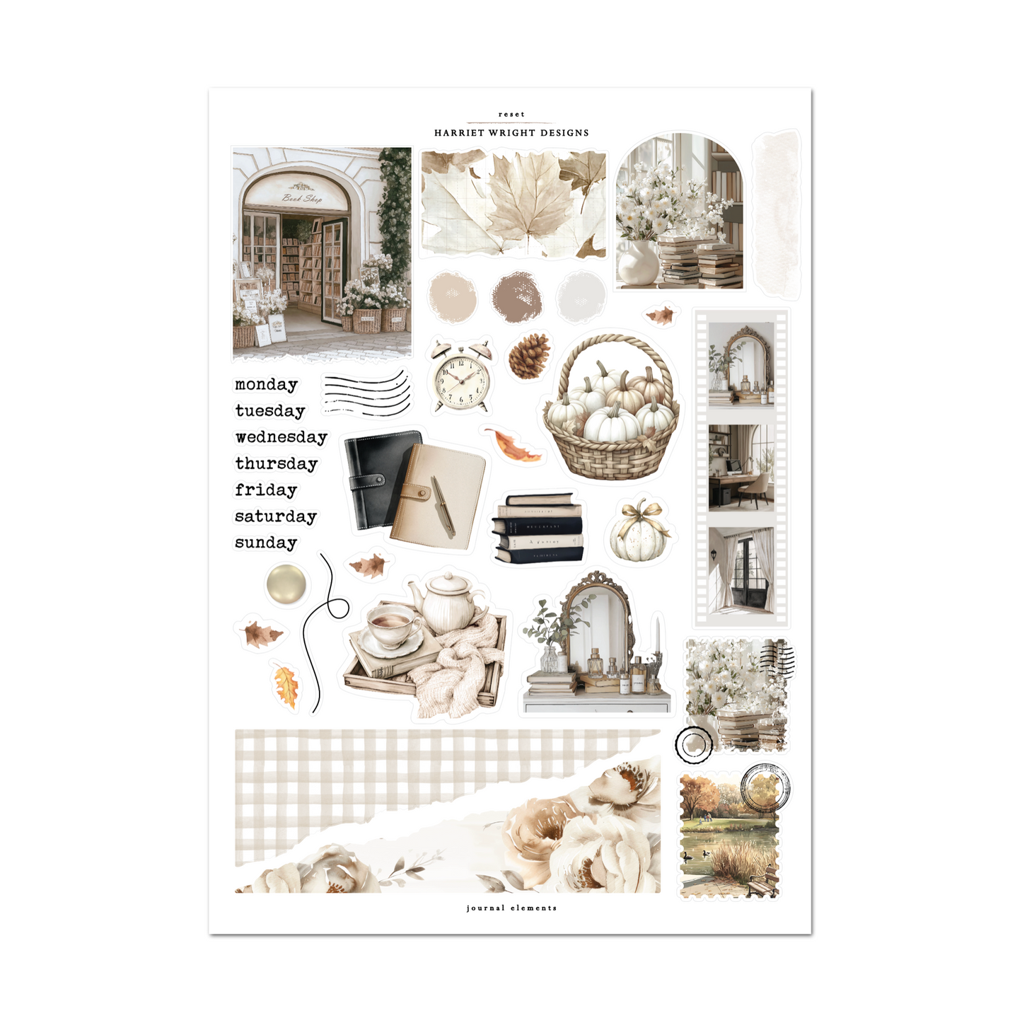 Autumn Bookshop | Journal Elements
