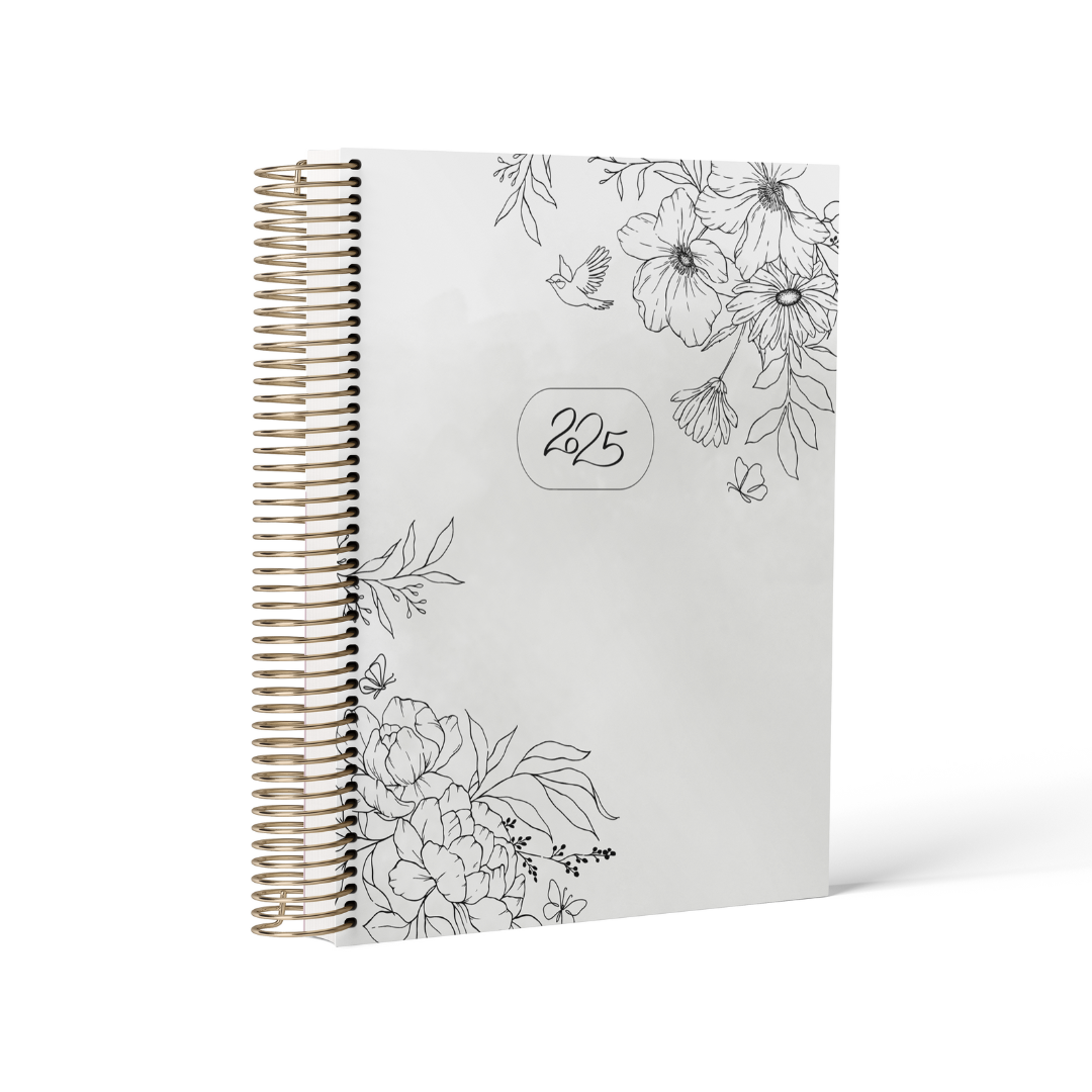 Floral Line Art || Weekly & Daily Grid Planner (A5/B6)