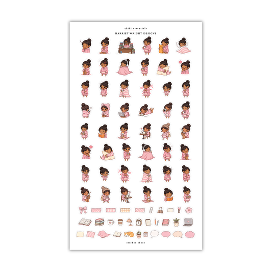 Chibi Essentials (Black) | Sticker Sheet