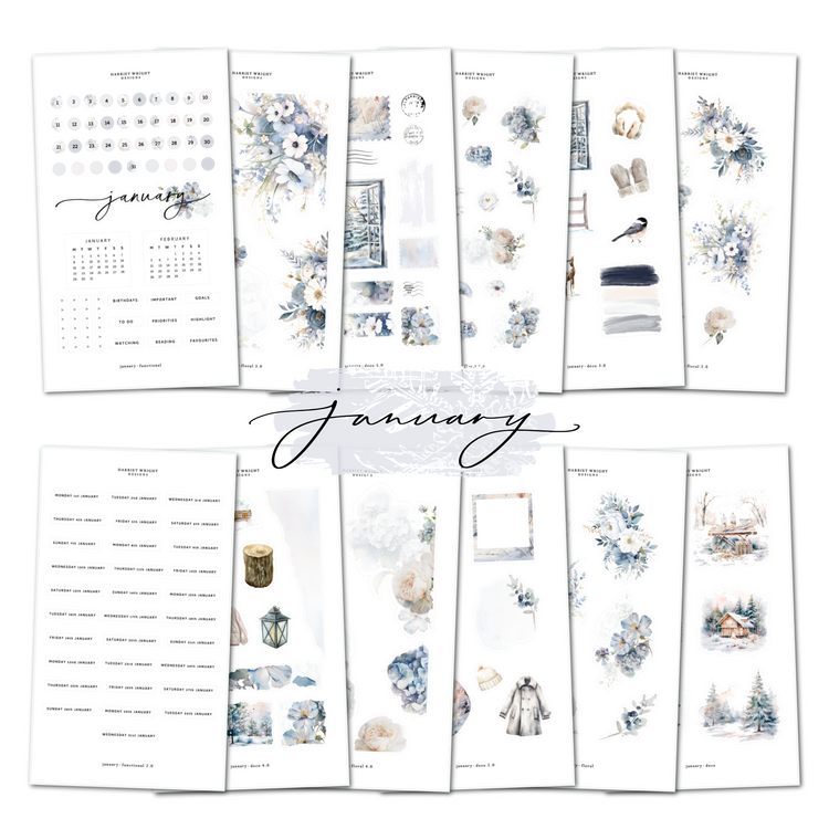 January Bundle || Decorative Collection (12 Sheets)