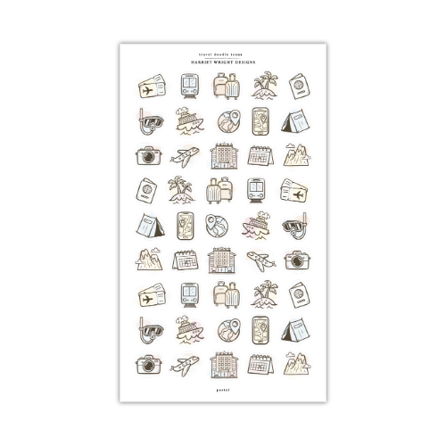 Travel Doodle Icons | Sticker Sheet