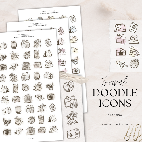 Travel Doodle Icons | Sticker Sheet