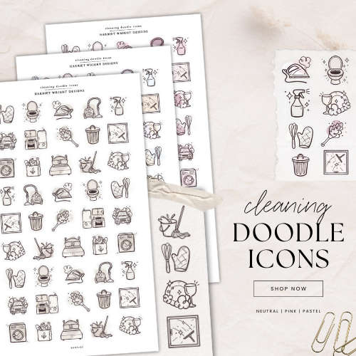 Cleaning Doodle Icons | Sticker Sheet