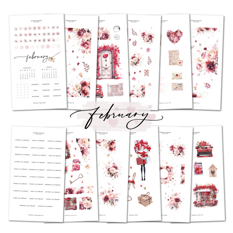 February Bundle || Decorative Collection (12 Sheets)