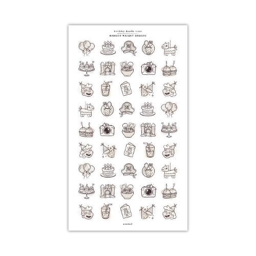 Birthday Doodle Icons | Sticker Sheet