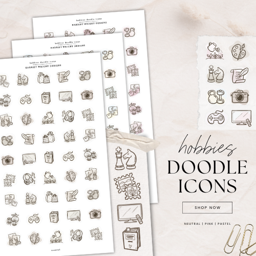 Hobbies Doodle Icons | Sticker Sheet