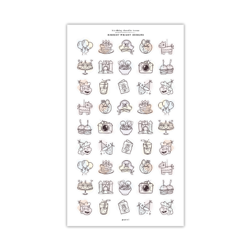 Birthday Doodle Icons | Sticker Sheet