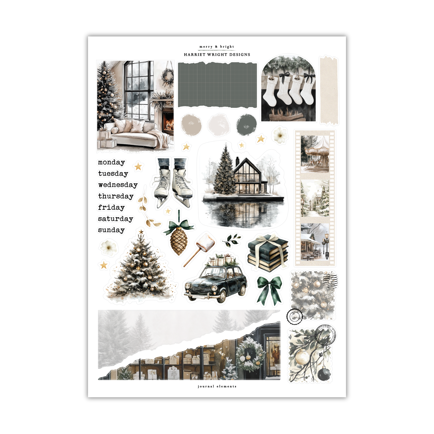 Merry & Bright | Journal Elements