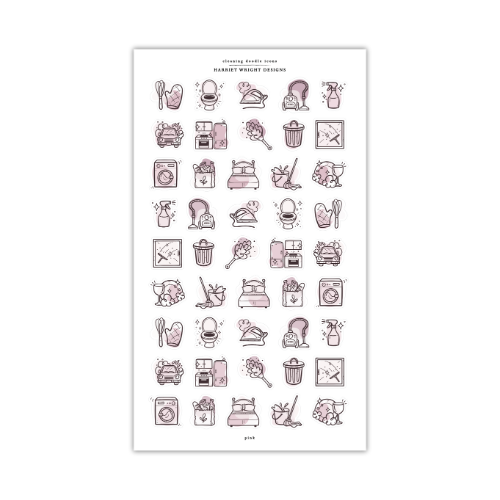 Cleaning Doodle Icons | Sticker Sheet