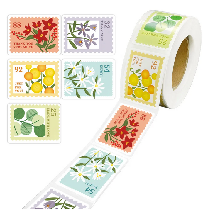 Floral Stamp Sticker Roll | 500 Stamp Stickers!