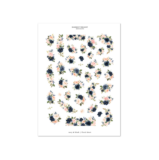 Navy & Blush | Floral Sheet