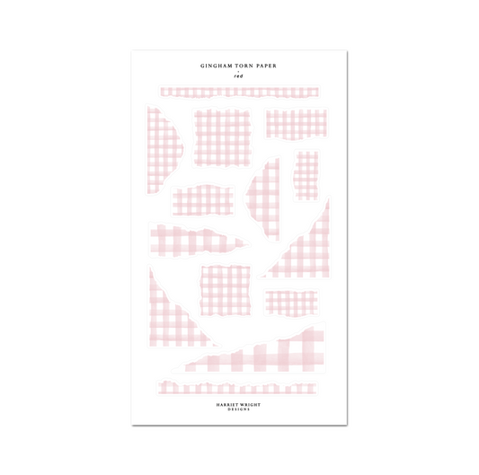 Gingham Torn Paper: Red || Deco Sheet
