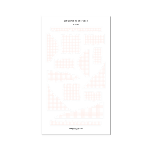 Gingham Torn Paper: Orange || Deco Sheet