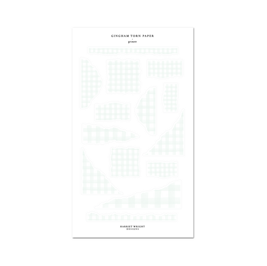 Gingham Torn Paper: Green || Deco Sheet