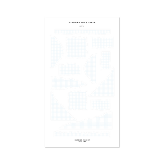 Gingham Torn Paper: Blue || Deco Sheet