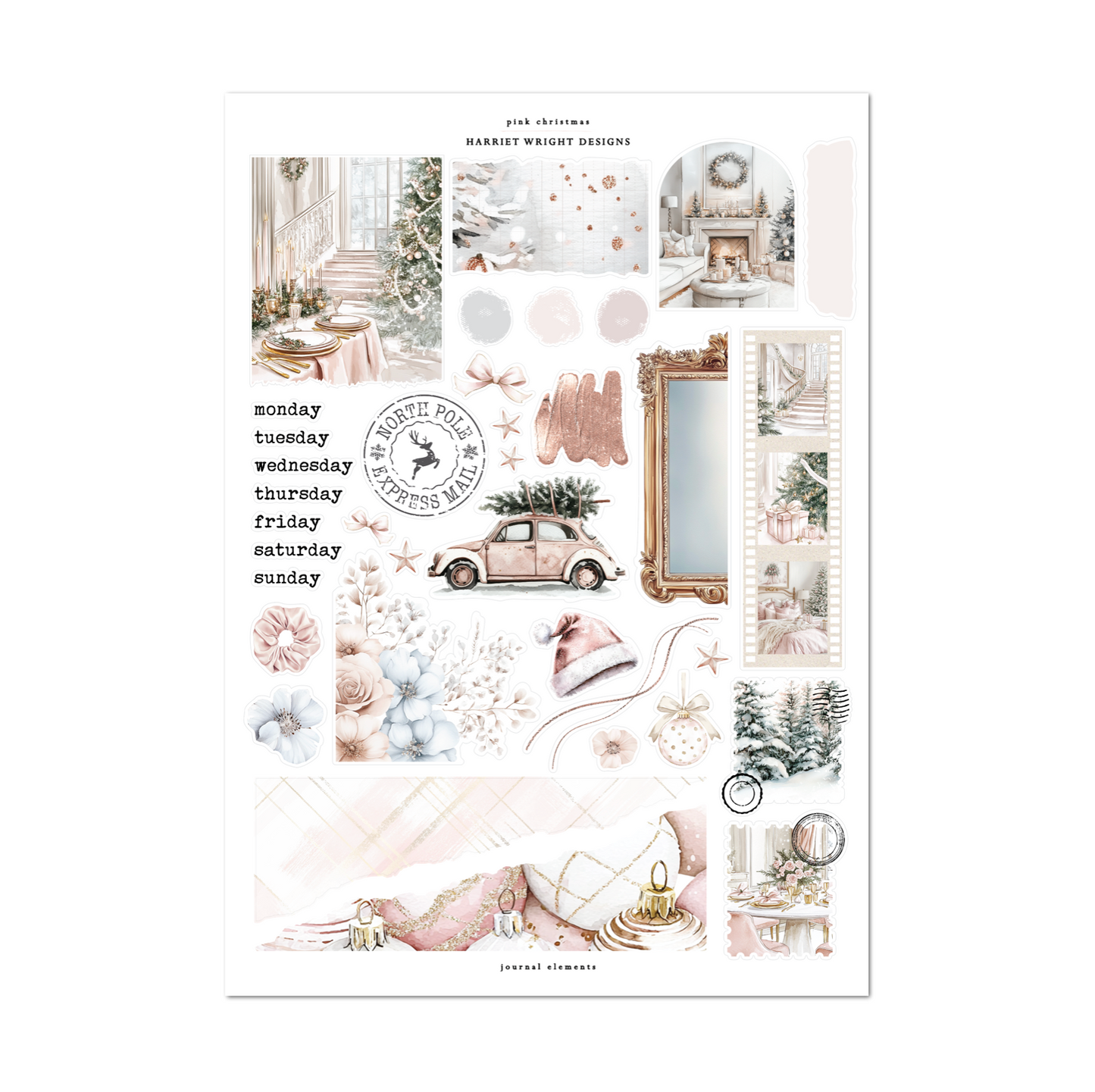 Pink Christmas | Journal Elements