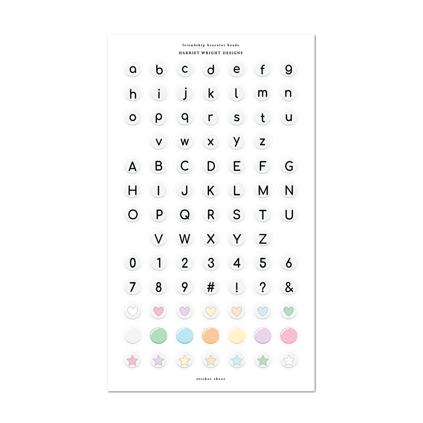 Friendship Bracelet Beads | Sticker Sheet