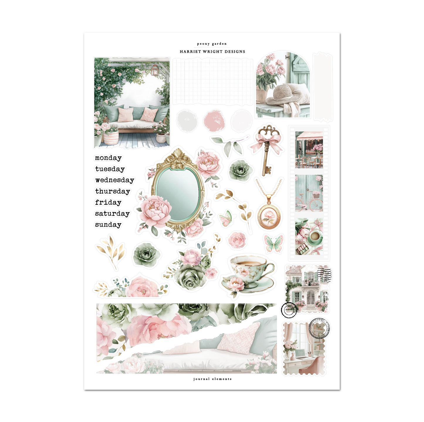 Peony Garden | Journal Elements