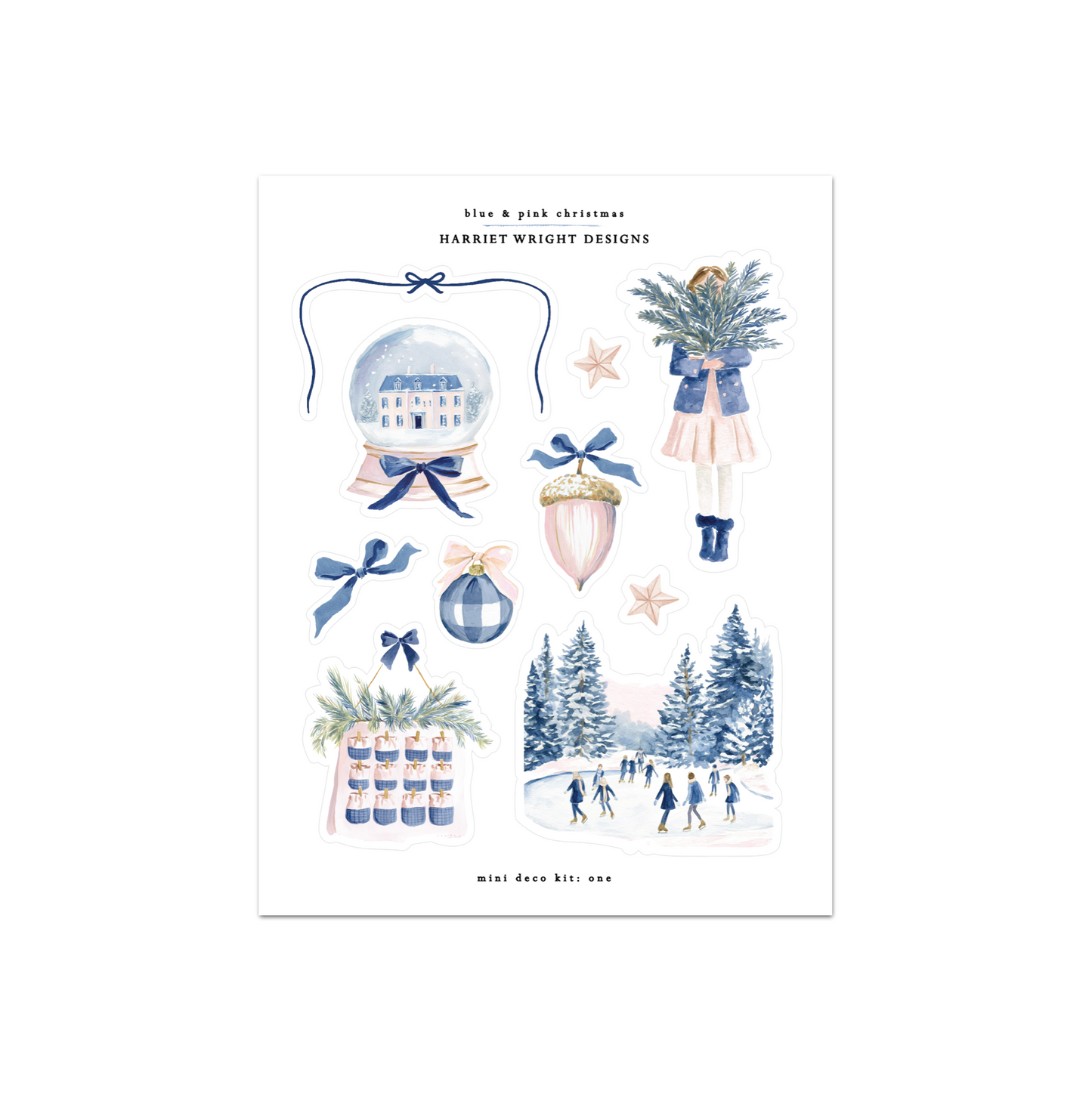 Blue & Pink Christmas | Mini Decorative Kit