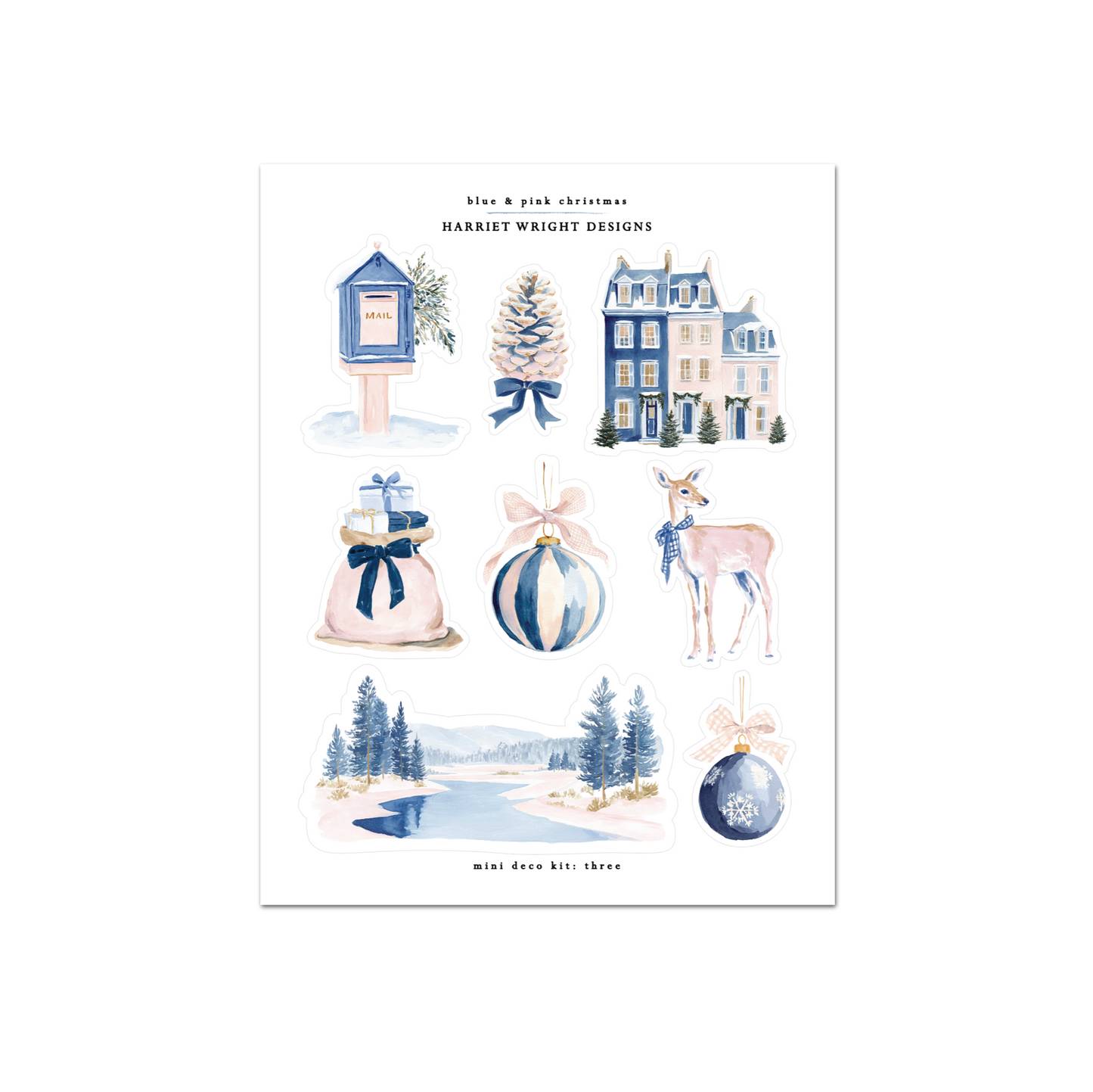 Blue & Pink Christmas | Mini Decorative Kit