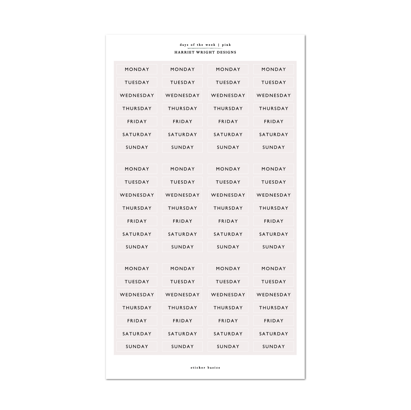 Days of the Week - Pink | Sticker Basics