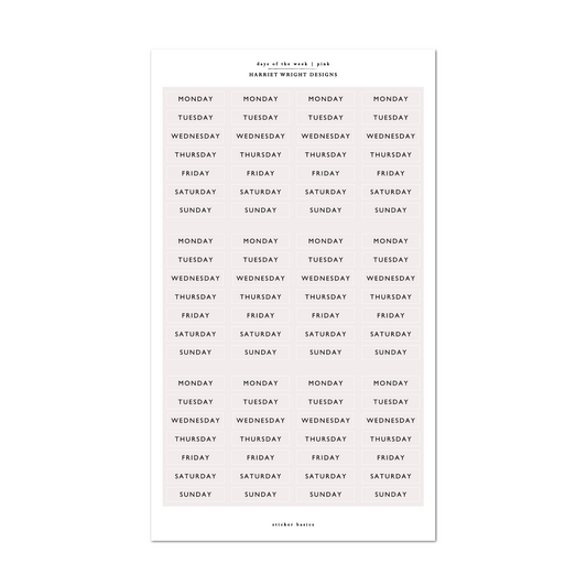 Days of the Week - Pink | Sticker Basics