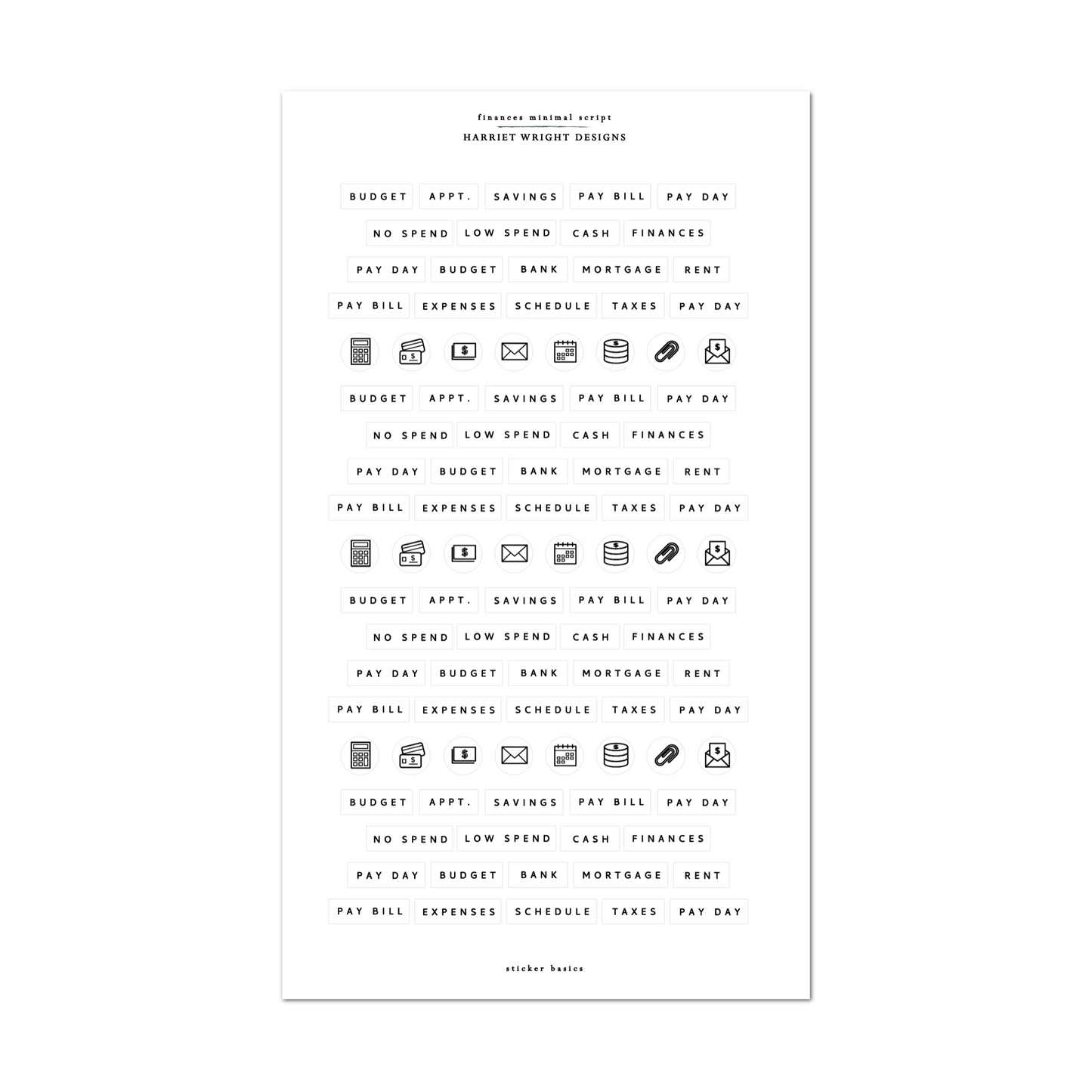 Finances Minimal Script | Sticker Basics