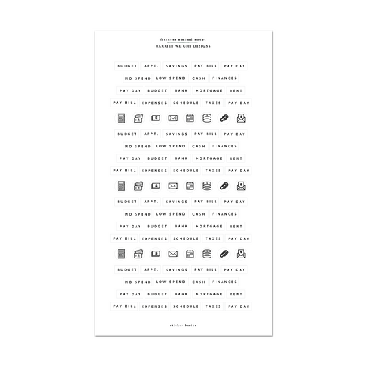 Finances Minimal Script | Sticker Basics