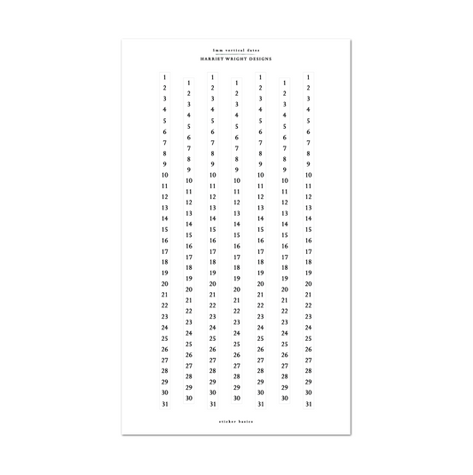5mm Vertical Dates | Sticker Basics
