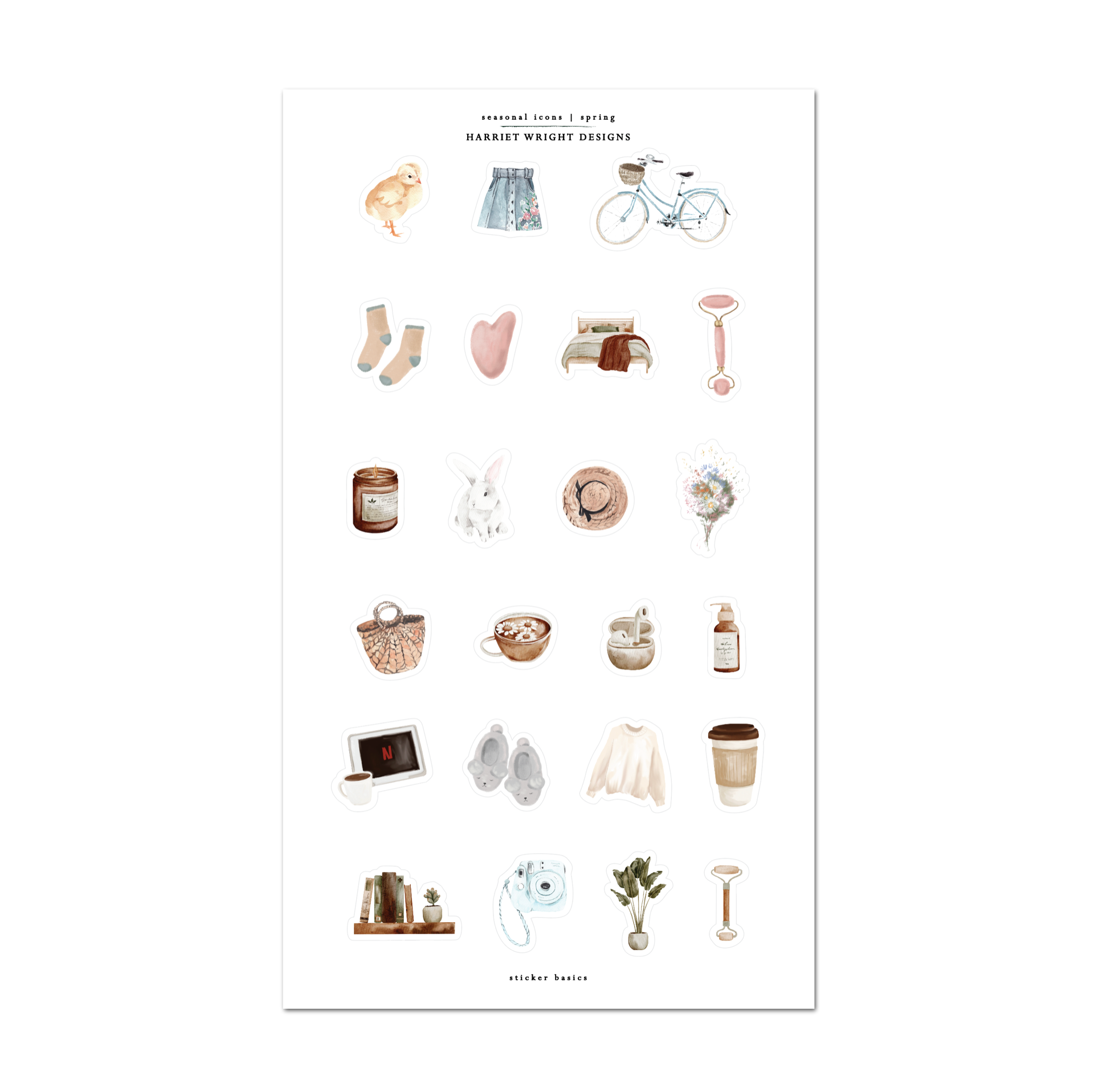 Spring Seasonal Icons | Sticker Basics – Harriet Wright Designs
