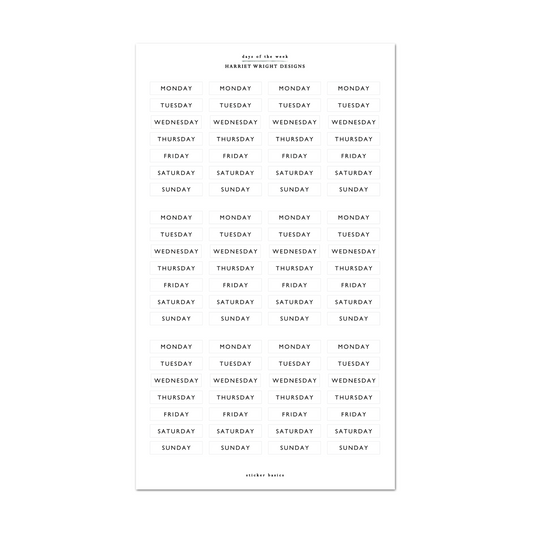 Days of the Week | Sticker Basics