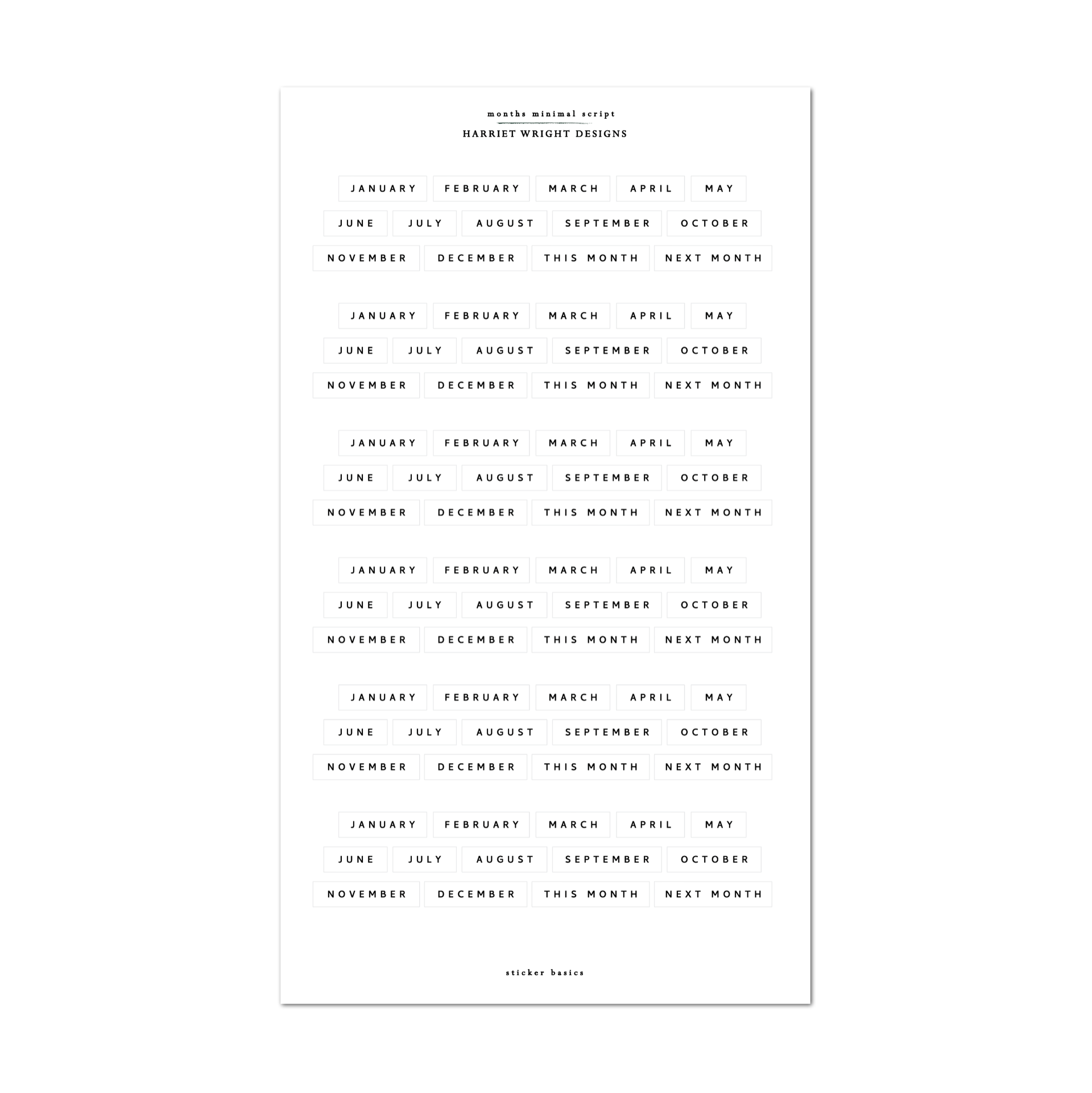 Work Minimal Sampler | Sticker Basics – Harriet Wright Designs