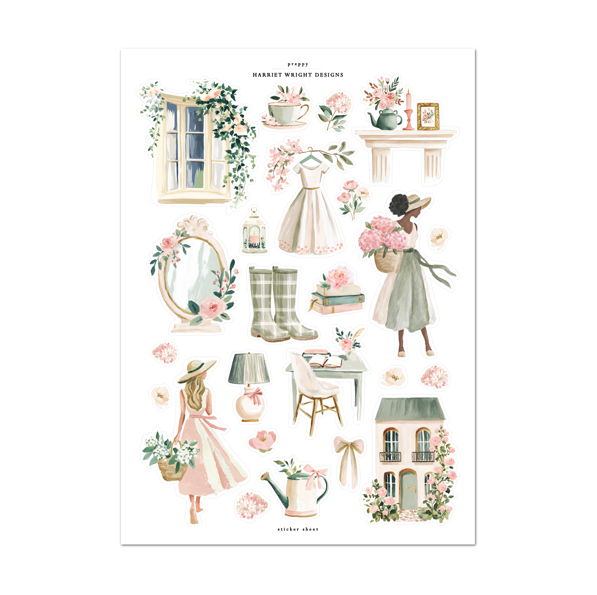 Preppy | Sticker Sheet – Harriet Wright Designs