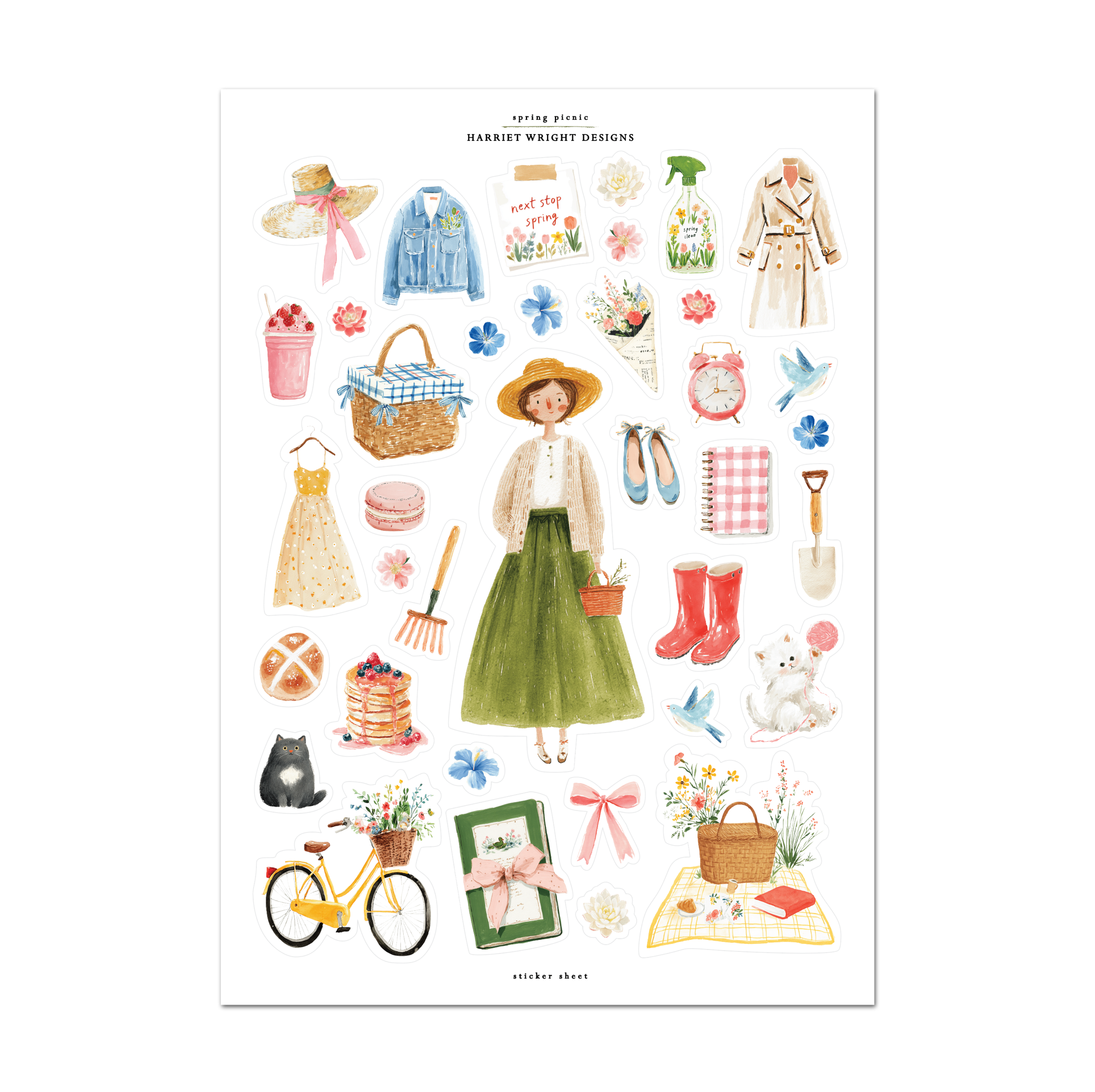 Spring Picnic | Sticker Sheet – Harriet Wright Designs